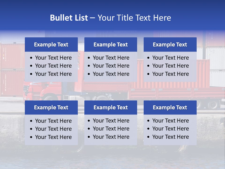 A Red Truck Is Parked Next To A Body Of Water PowerPoint Template