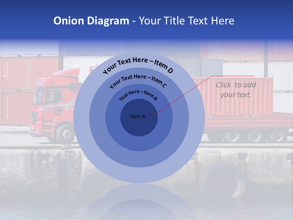 A Red Truck Is Parked Next To A Body Of Water PowerPoint Template