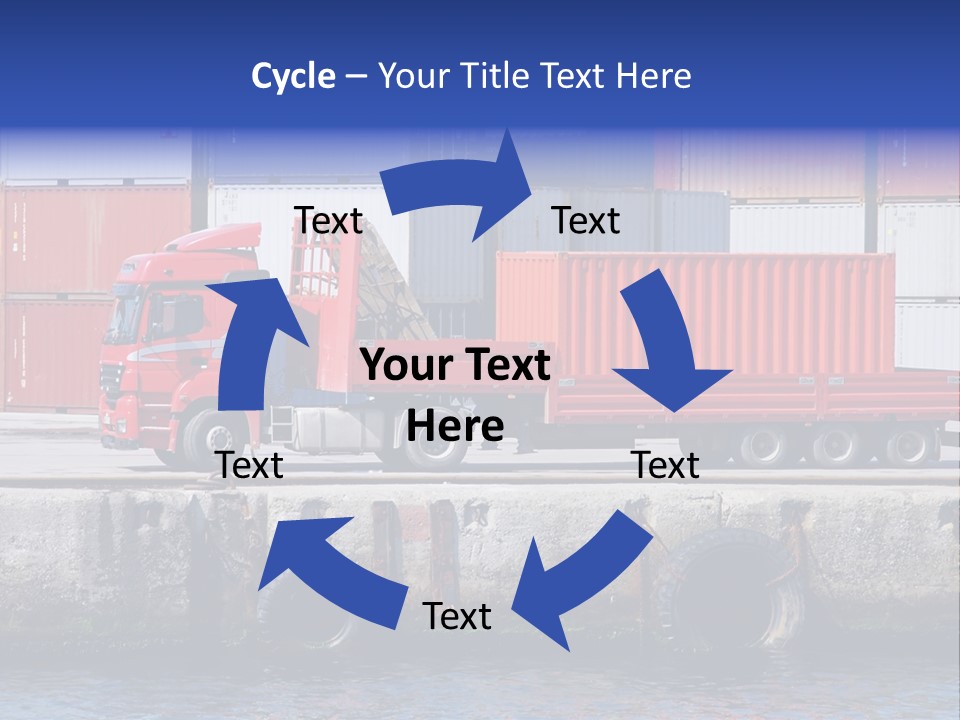 A Red Truck Is Parked Next To A Body Of Water PowerPoint Template
