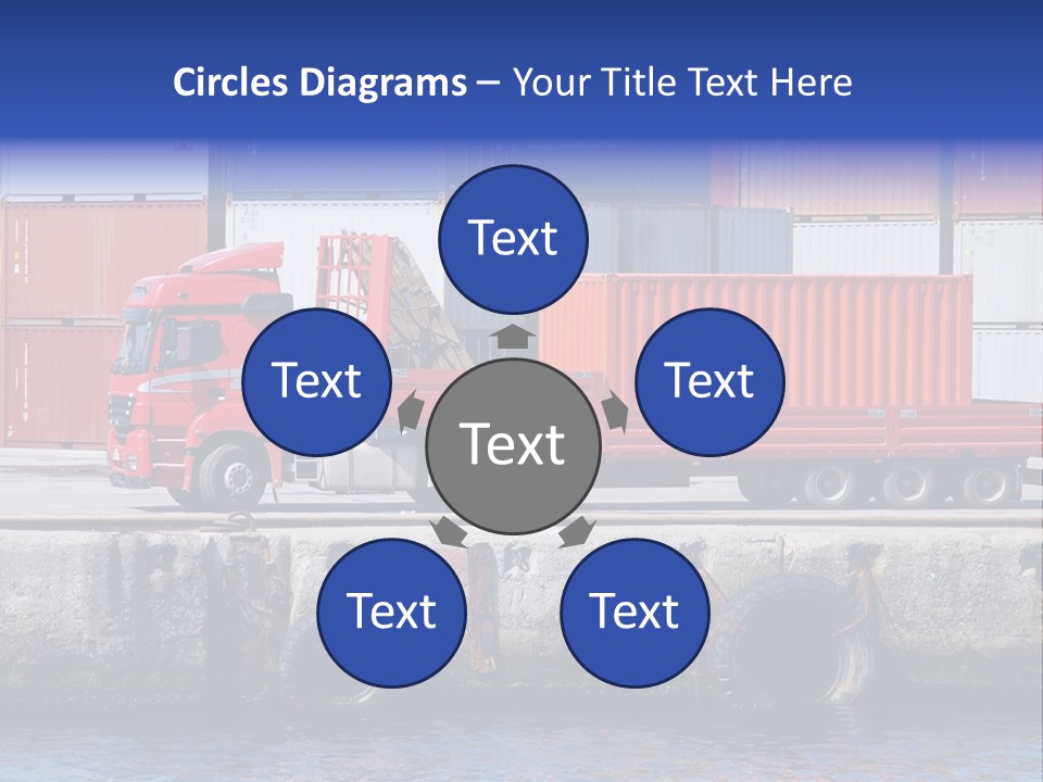 A Red Truck Is Parked Next To A Body Of Water PowerPoint Template