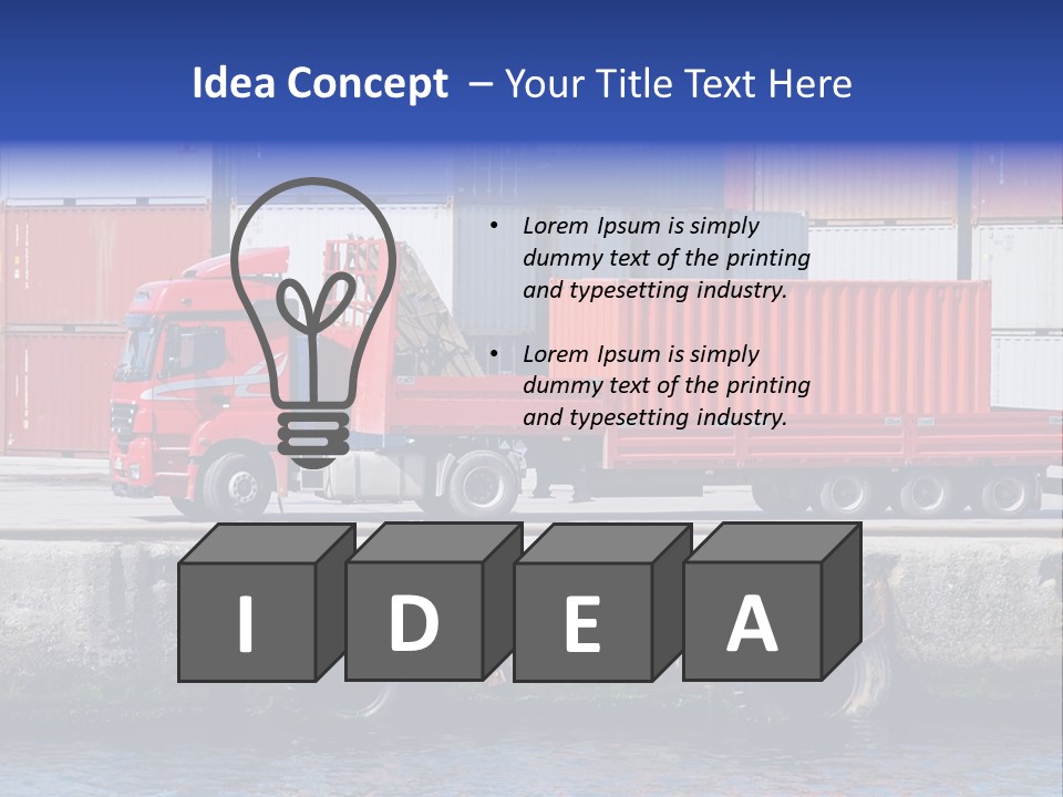 A Red Truck Is Parked Next To A Body Of Water PowerPoint Template