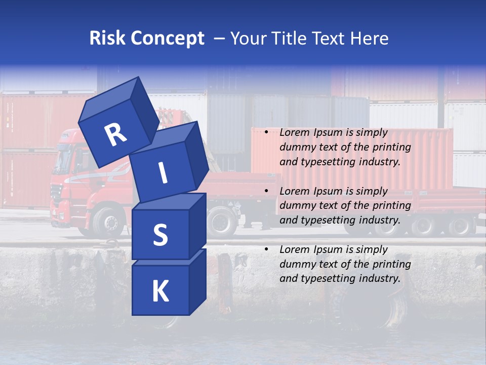 A Red Truck Is Parked Next To A Body Of Water PowerPoint Template