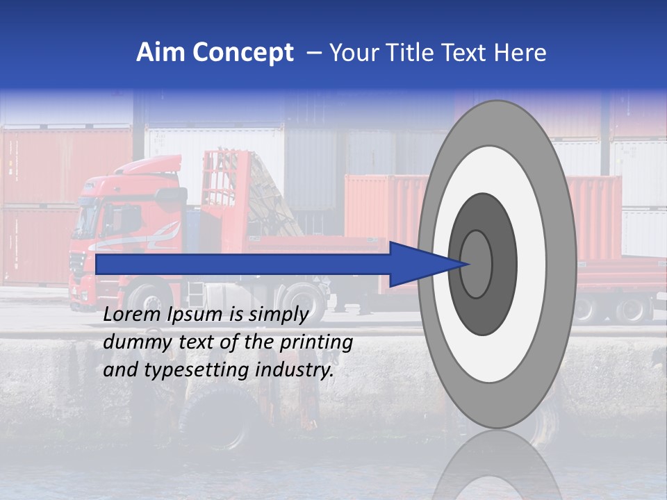 A Red Truck Is Parked Next To A Body Of Water PowerPoint Template