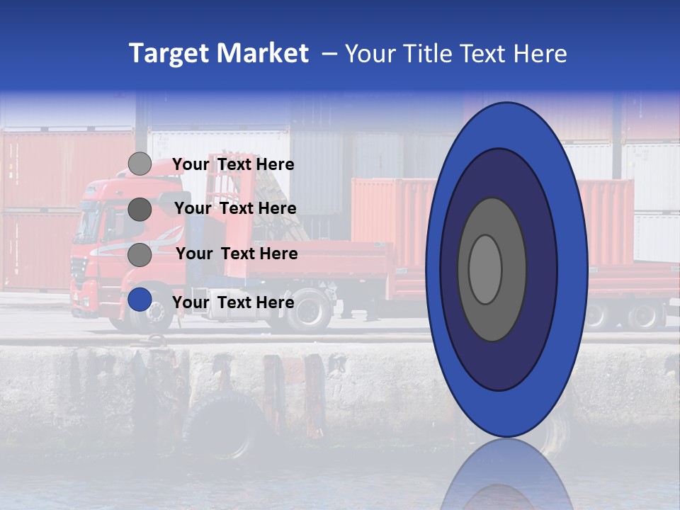 A Red Truck Is Parked Next To A Body Of Water PowerPoint Template