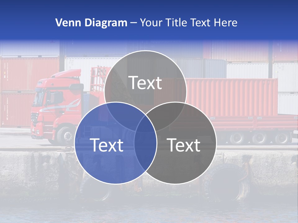 A Red Truck Is Parked Next To A Body Of Water PowerPoint Template