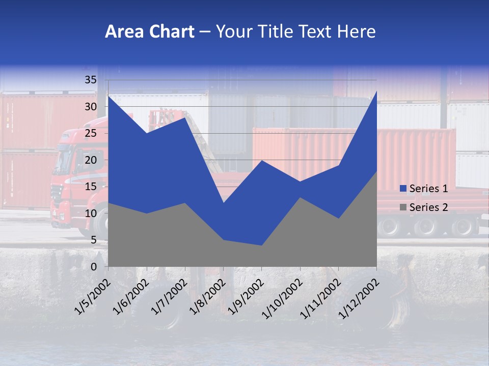 A Red Truck Is Parked Next To A Body Of Water PowerPoint Template