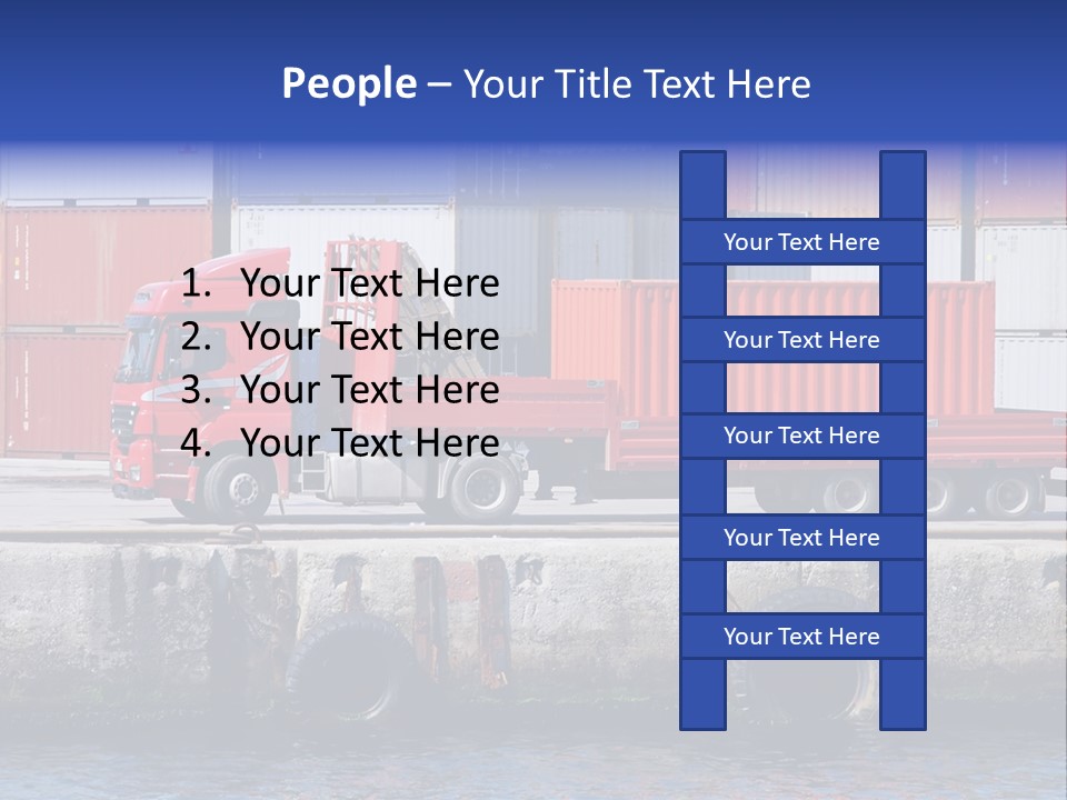 A Red Truck Is Parked Next To A Body Of Water PowerPoint Template