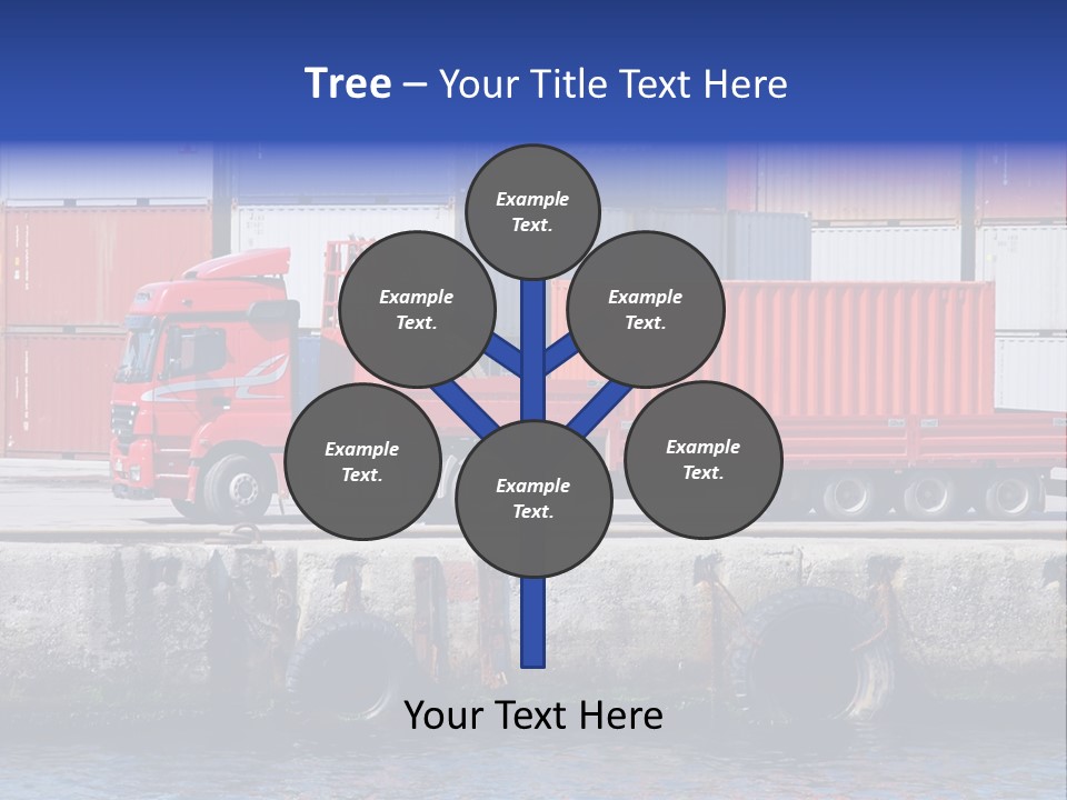 A Red Truck Is Parked Next To A Body Of Water PowerPoint Template