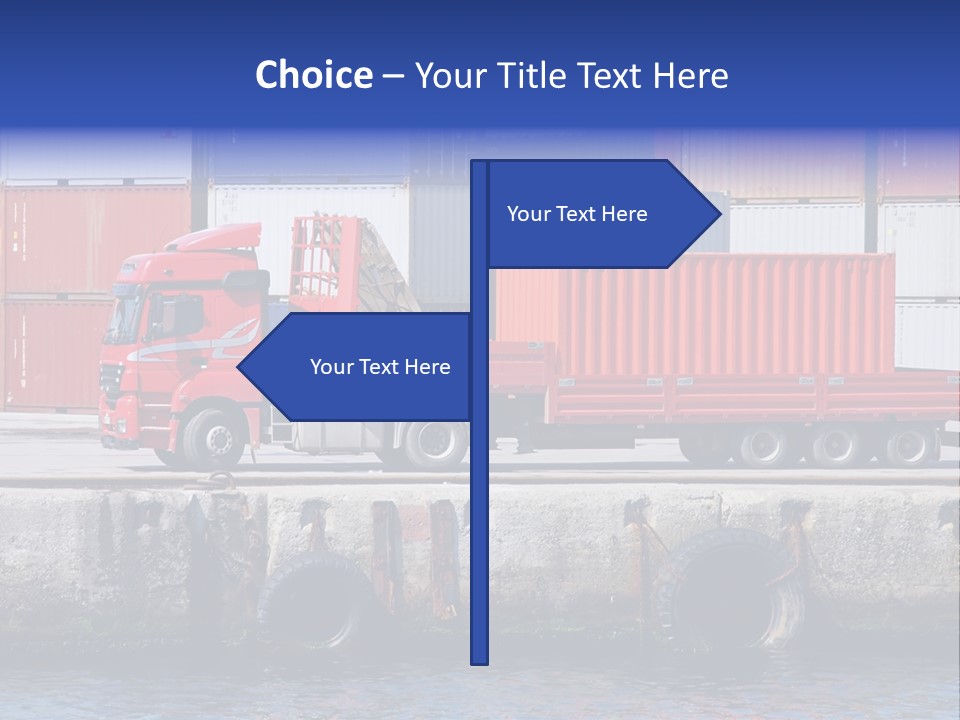 A Red Truck Is Parked Next To A Body Of Water PowerPoint Template