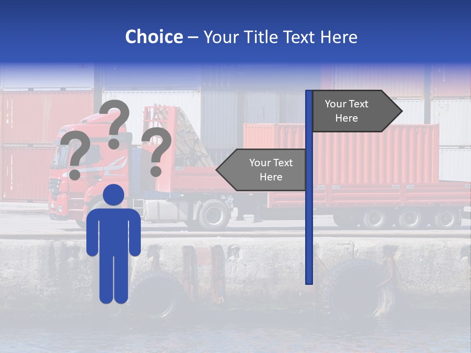 A Red Truck Is Parked Next To A Body Of Water PowerPoint Template