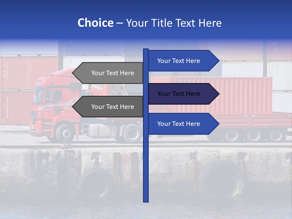 A Red Truck Is Parked Next To A Body Of Water PowerPoint Template