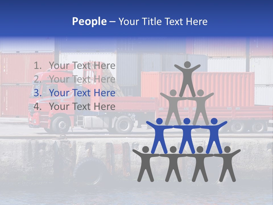 A Red Truck Is Parked Next To A Body Of Water PowerPoint Template