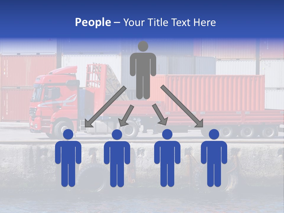 A Red Truck Is Parked Next To A Body Of Water PowerPoint Template