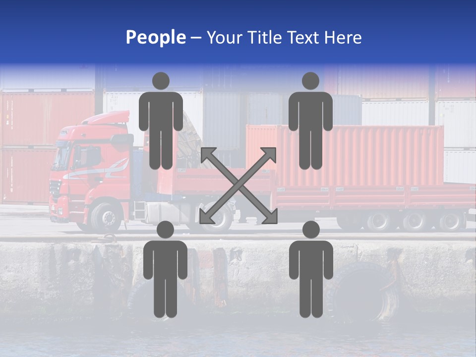 A Red Truck Is Parked Next To A Body Of Water PowerPoint Template