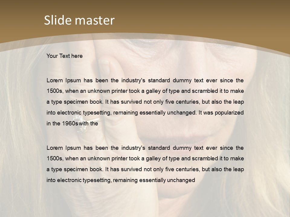 A Woman Holding Her Hand To Her Face PowerPoint Template