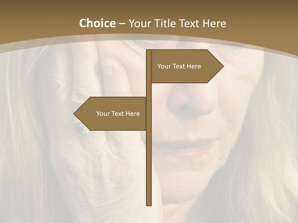 A Woman Holding Her Hand To Her Face PowerPoint Template