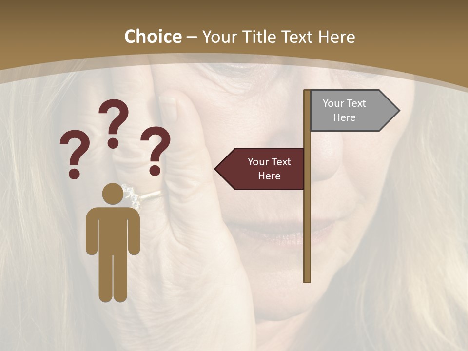 A Woman Holding Her Hand To Her Face PowerPoint Template