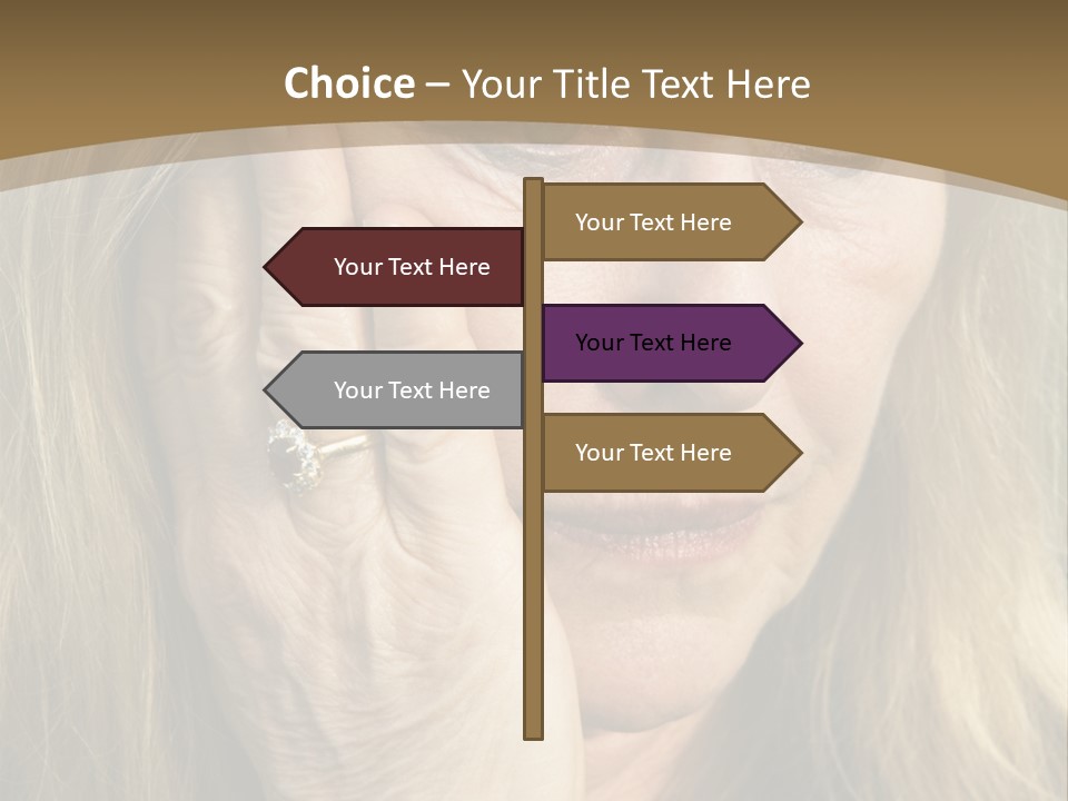 A Woman Holding Her Hand To Her Face PowerPoint Template