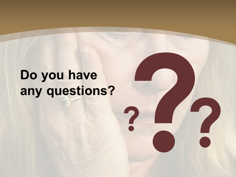 A Woman Holding Her Hand To Her Face PowerPoint Template