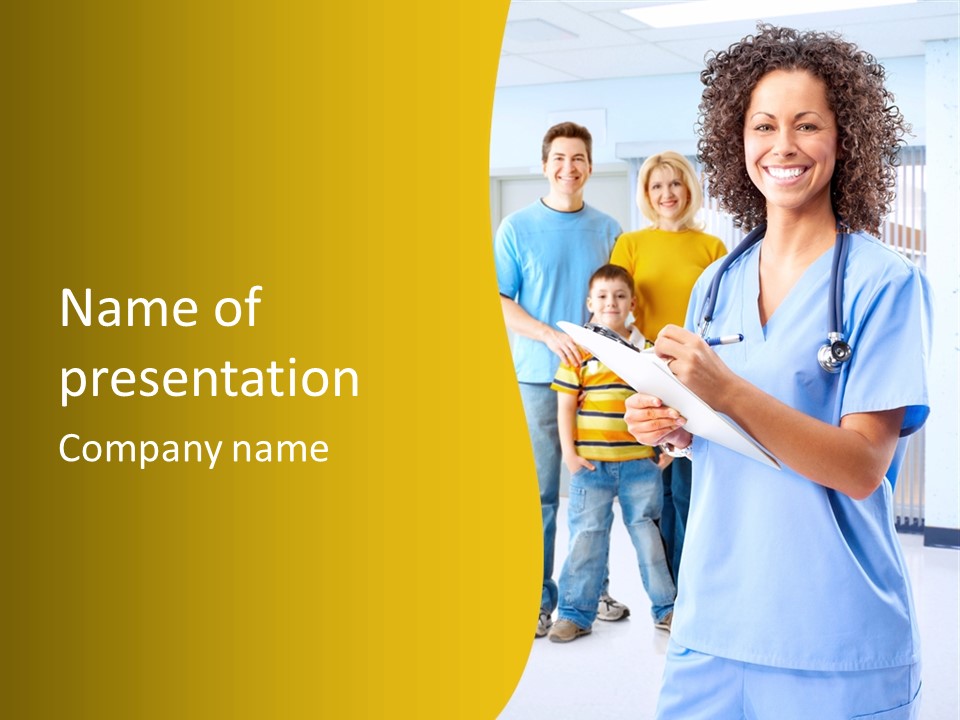 A Group Of Doctors Standing In A Hospital Powerpoint Presentation PowerPoint Template