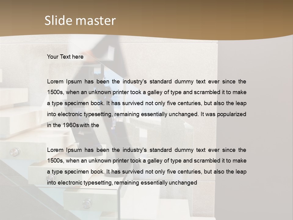 A Man In A Suit Is Walking Down A Set Of Stairs PowerPoint Template