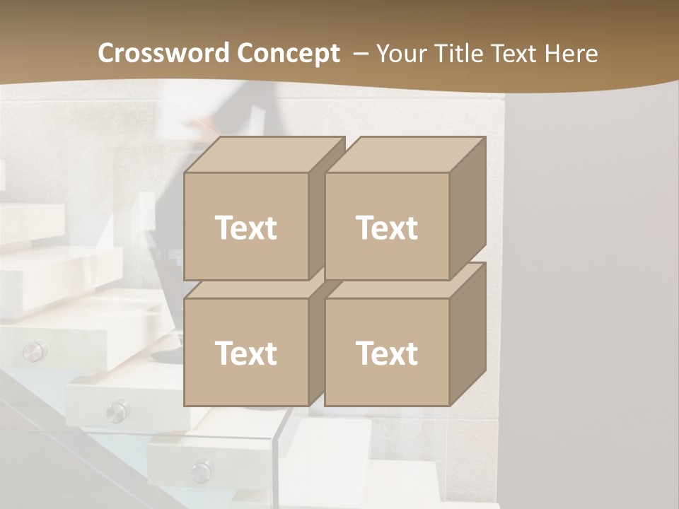 A Man In A Suit Is Walking Down A Set Of Stairs PowerPoint Template