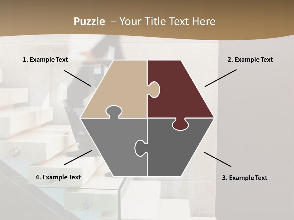 A Man In A Suit Is Walking Down A Set Of Stairs PowerPoint Template