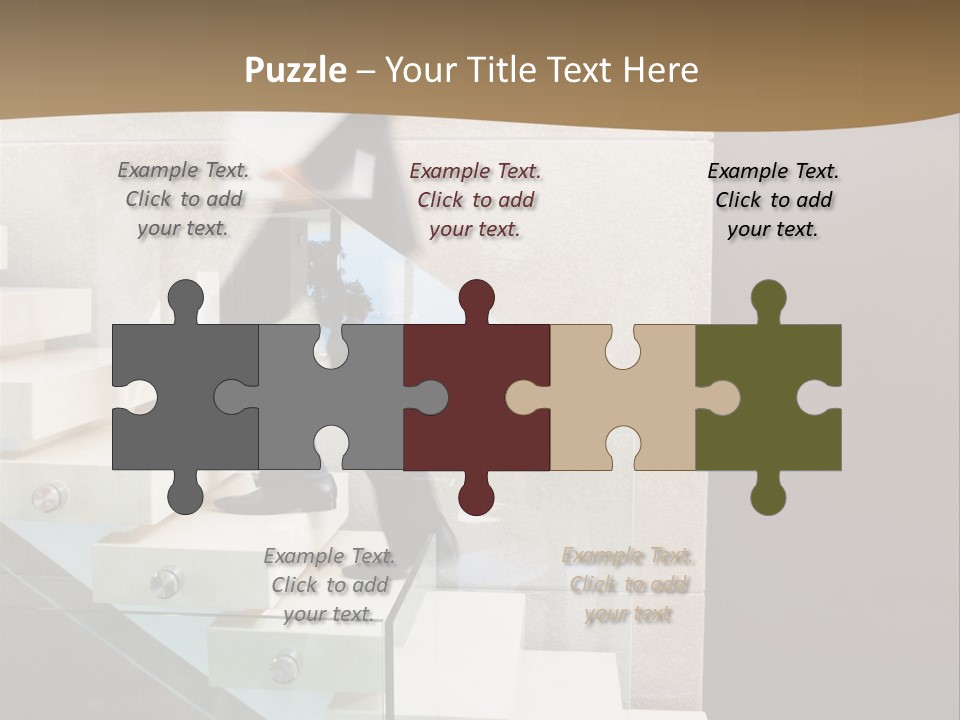 A Man In A Suit Is Walking Down A Set Of Stairs PowerPoint Template