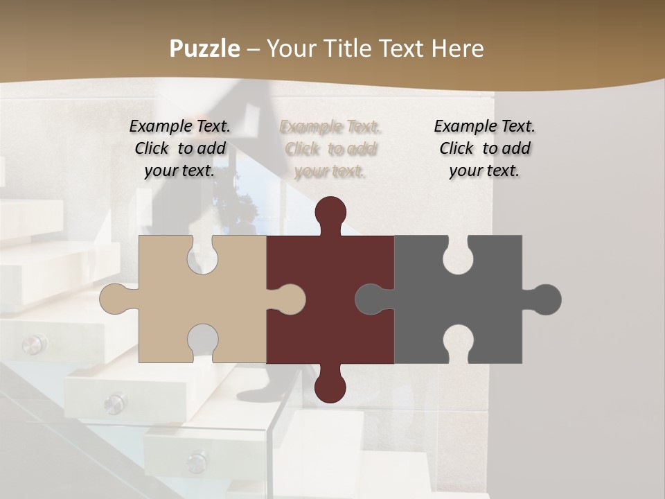 A Man In A Suit Is Walking Down A Set Of Stairs PowerPoint Template