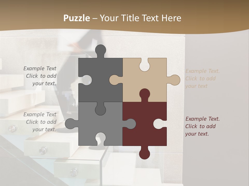 A Man In A Suit Is Walking Down A Set Of Stairs PowerPoint Template