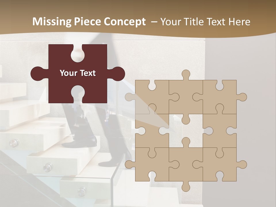 A Man In A Suit Is Walking Down A Set Of Stairs PowerPoint Template