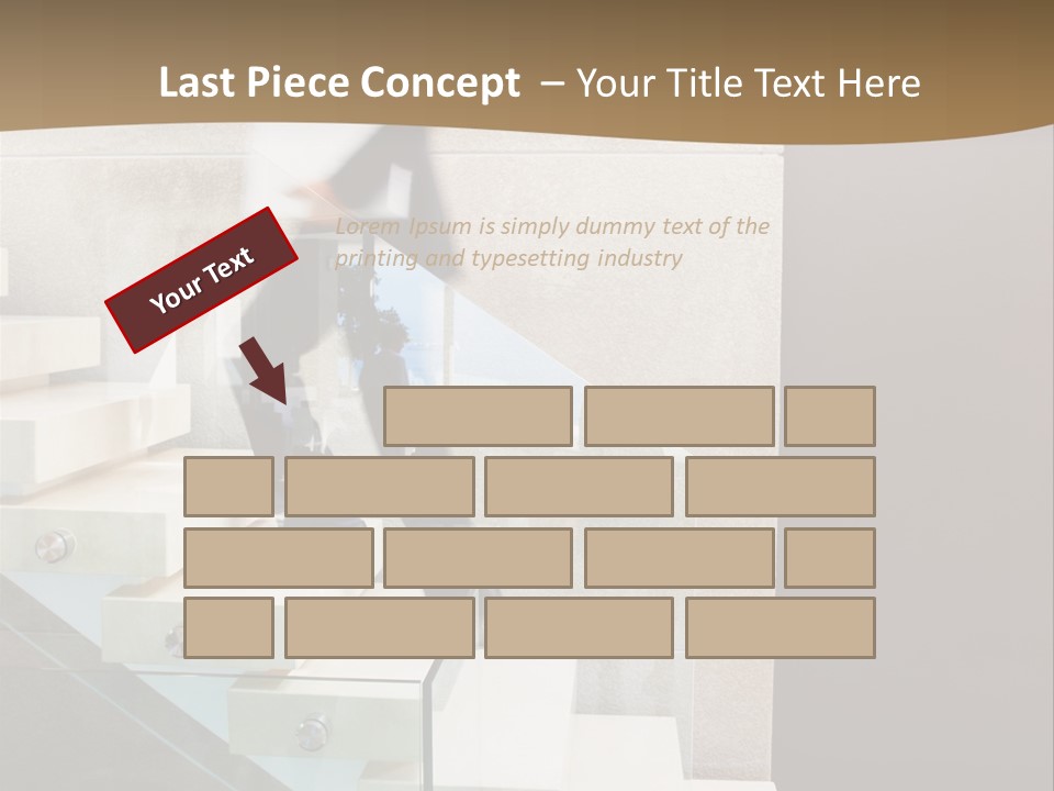 A Man In A Suit Is Walking Down A Set Of Stairs PowerPoint Template