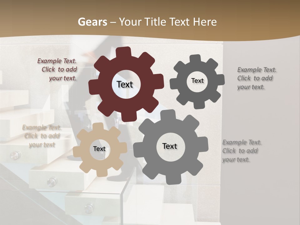 A Man In A Suit Is Walking Down A Set Of Stairs PowerPoint Template