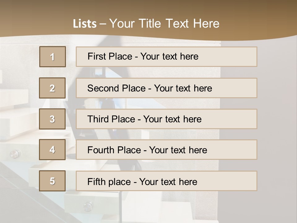 A Man In A Suit Is Walking Down A Set Of Stairs PowerPoint Template