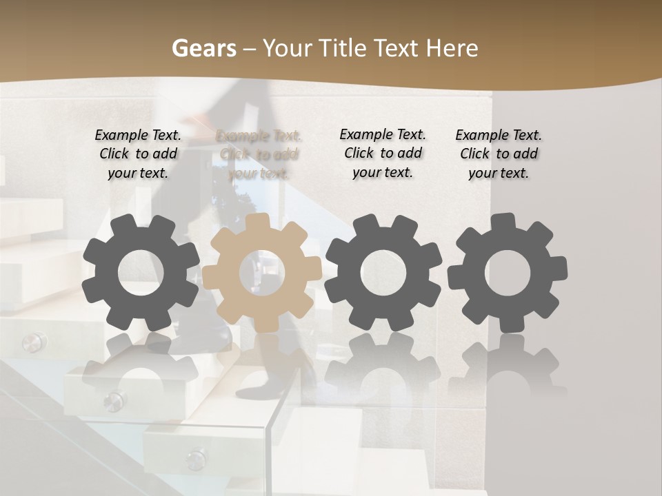 A Man In A Suit Is Walking Down A Set Of Stairs PowerPoint Template