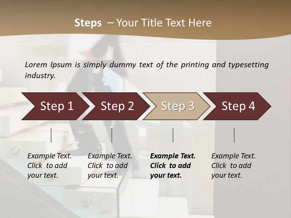 A Man In A Suit Is Walking Down A Set Of Stairs PowerPoint Template