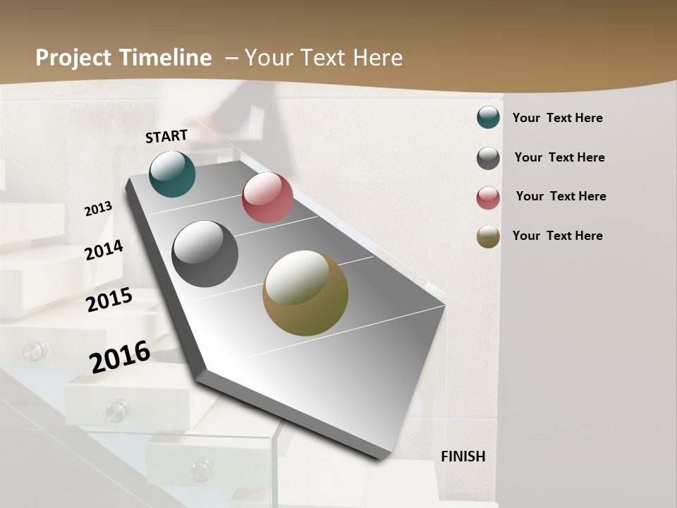 A Man In A Suit Is Walking Down A Set Of Stairs PowerPoint Template