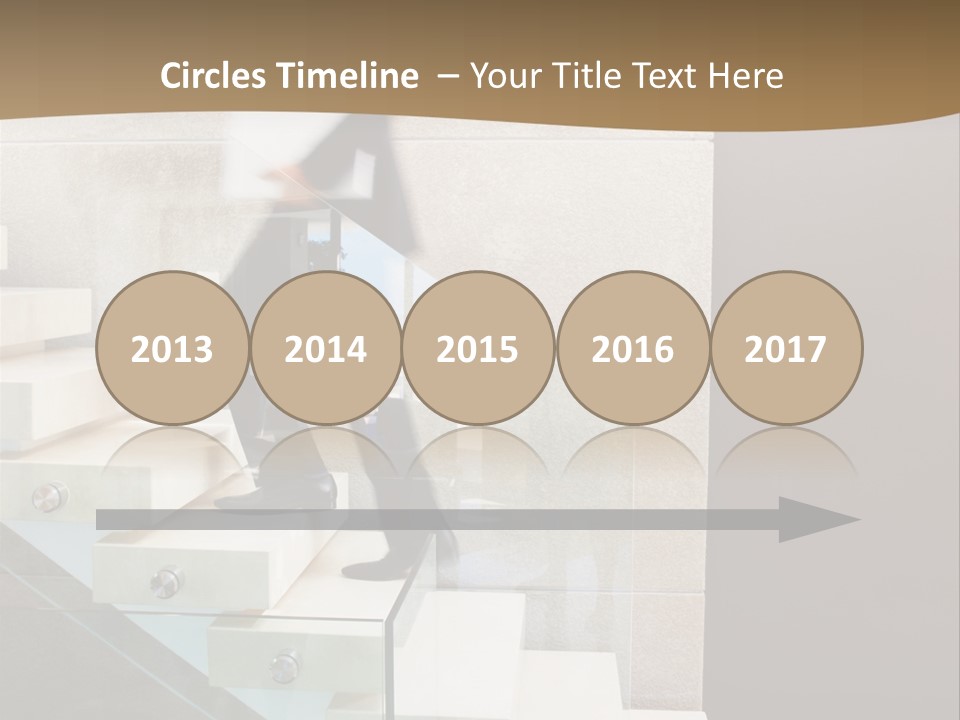 A Man In A Suit Is Walking Down A Set Of Stairs PowerPoint Template