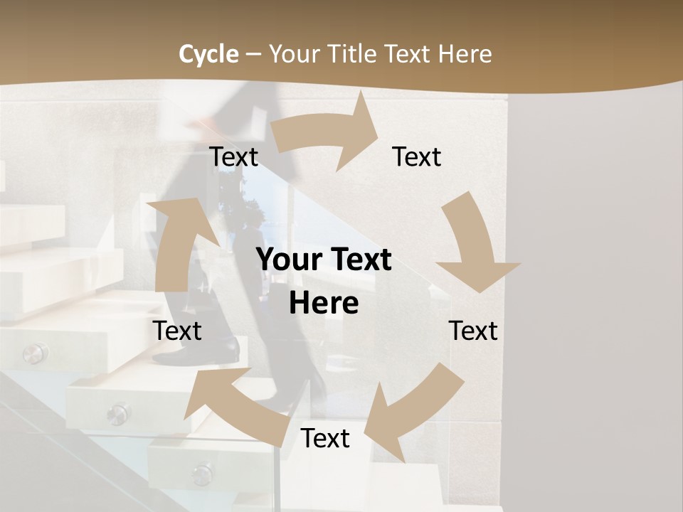 A Man In A Suit Is Walking Down A Set Of Stairs PowerPoint Template