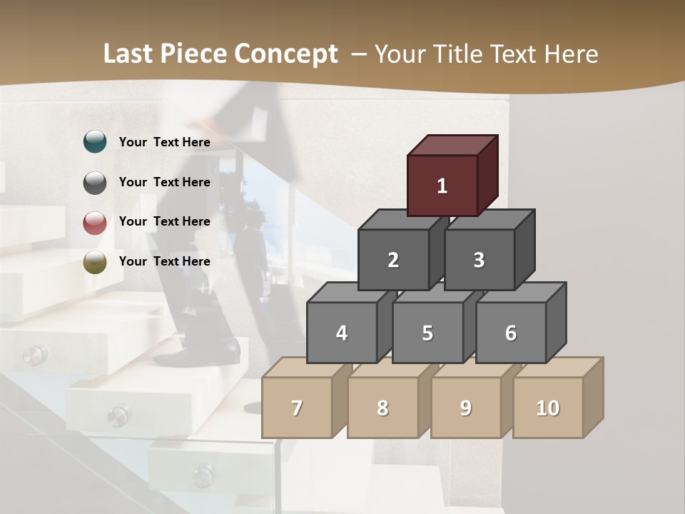 A Man In A Suit Is Walking Down A Set Of Stairs PowerPoint Template