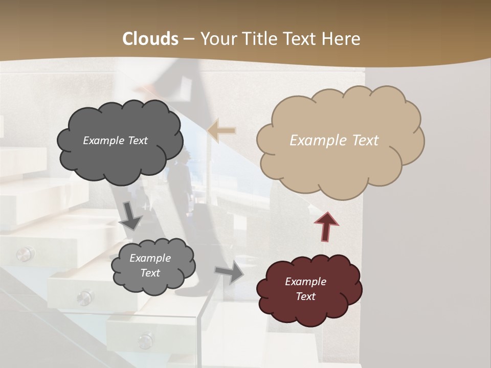 A Man In A Suit Is Walking Down A Set Of Stairs PowerPoint Template