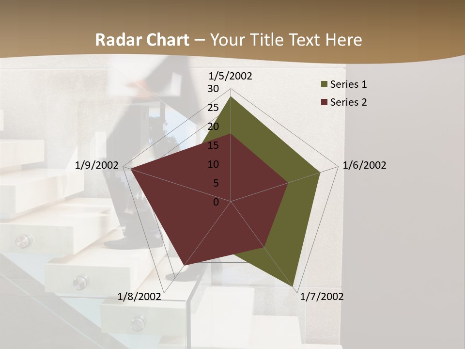 A Man In A Suit Is Walking Down A Set Of Stairs PowerPoint Template