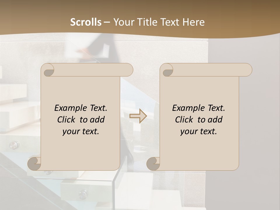 A Man In A Suit Is Walking Down A Set Of Stairs PowerPoint Template