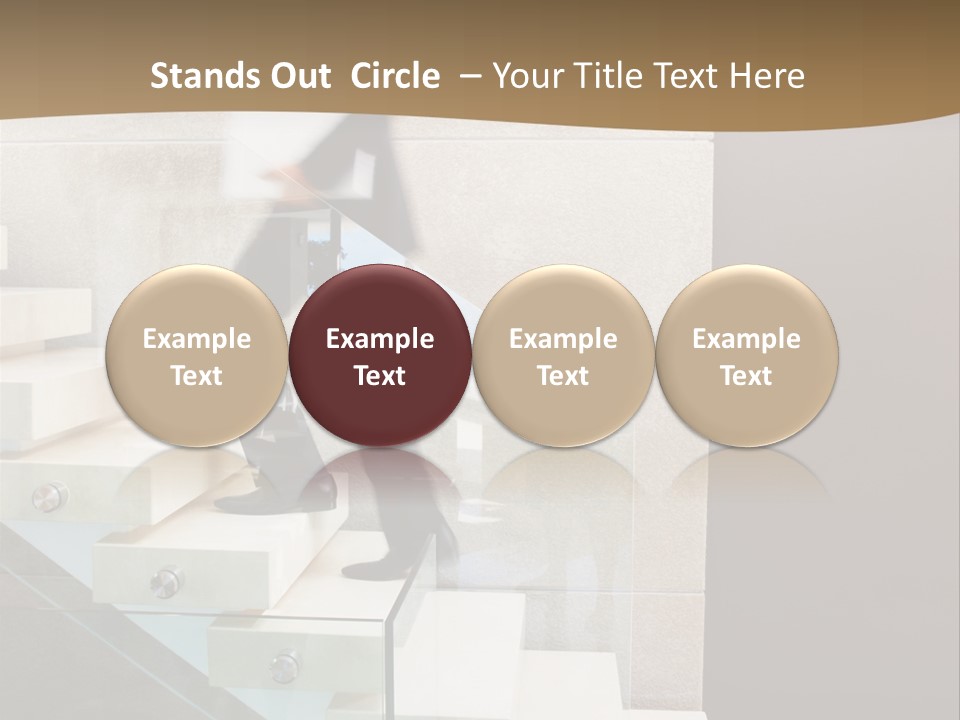 A Man In A Suit Is Walking Down A Set Of Stairs PowerPoint Template