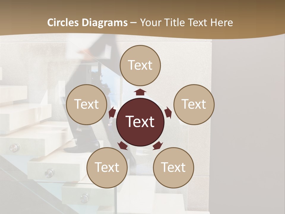 A Man In A Suit Is Walking Down A Set Of Stairs PowerPoint Template