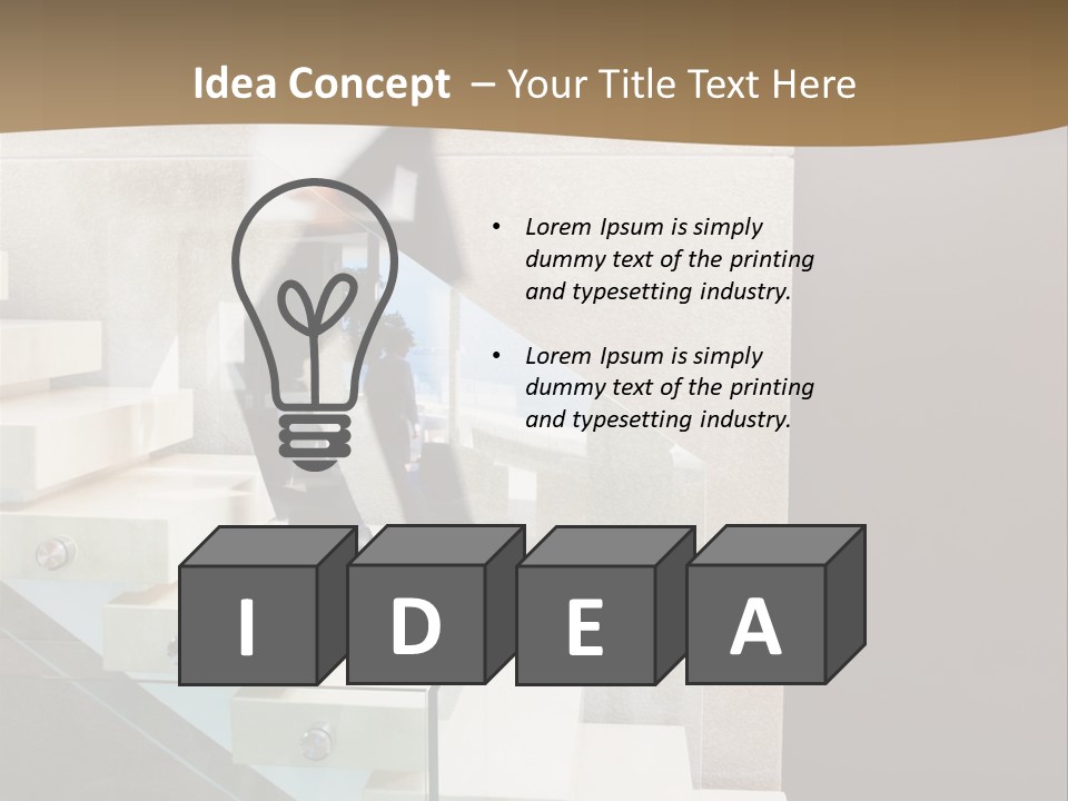 A Man In A Suit Is Walking Down A Set Of Stairs PowerPoint Template