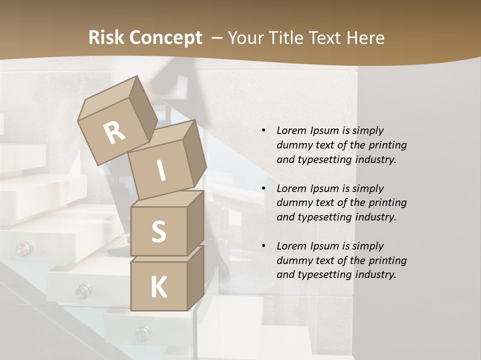 A Man In A Suit Is Walking Down A Set Of Stairs PowerPoint Template