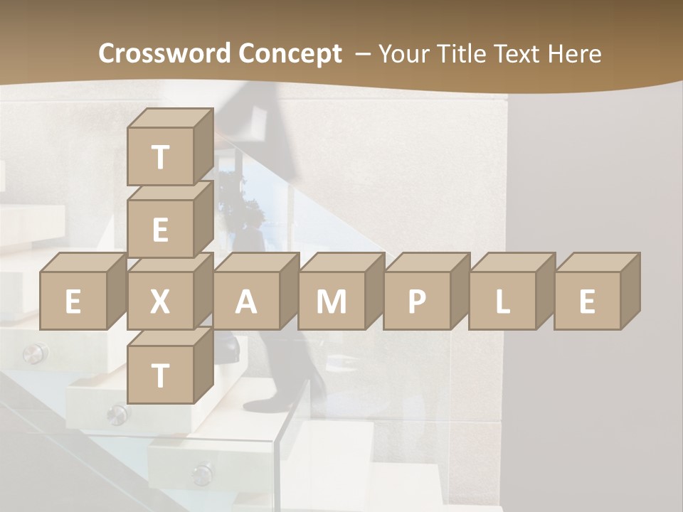 A Man In A Suit Is Walking Down A Set Of Stairs PowerPoint Template