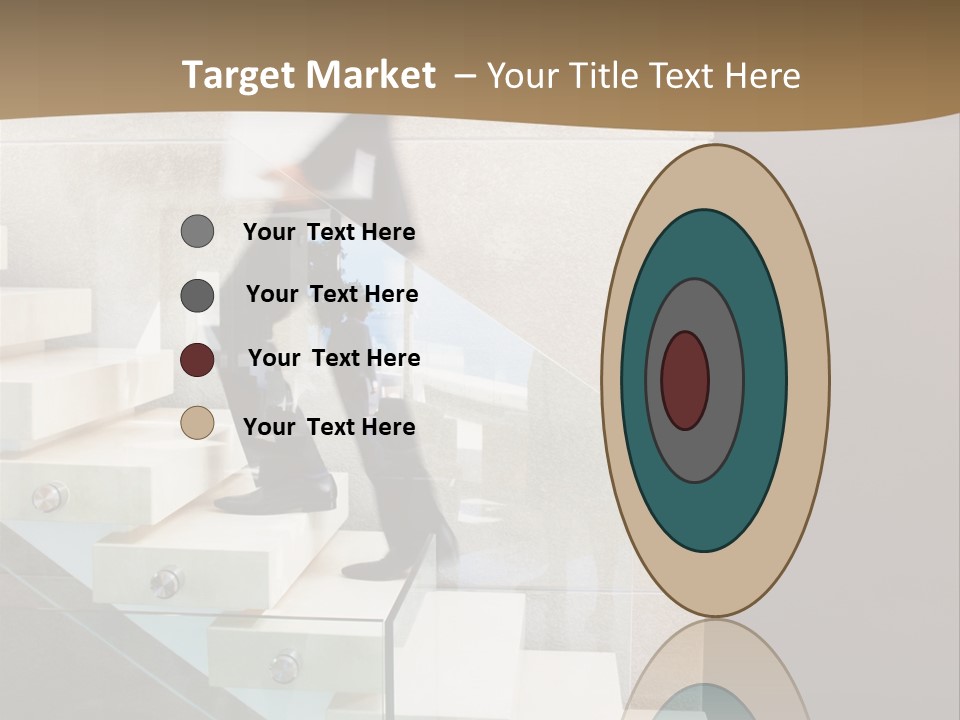 A Man In A Suit Is Walking Down A Set Of Stairs PowerPoint Template