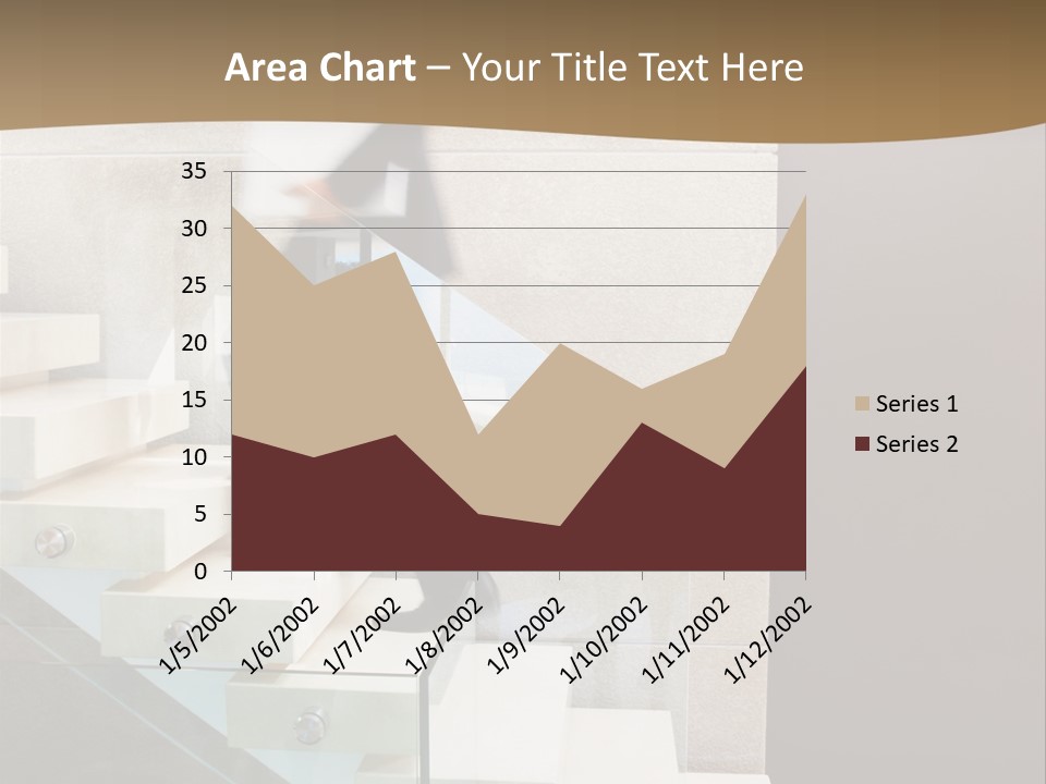 A Man In A Suit Is Walking Down A Set Of Stairs PowerPoint Template